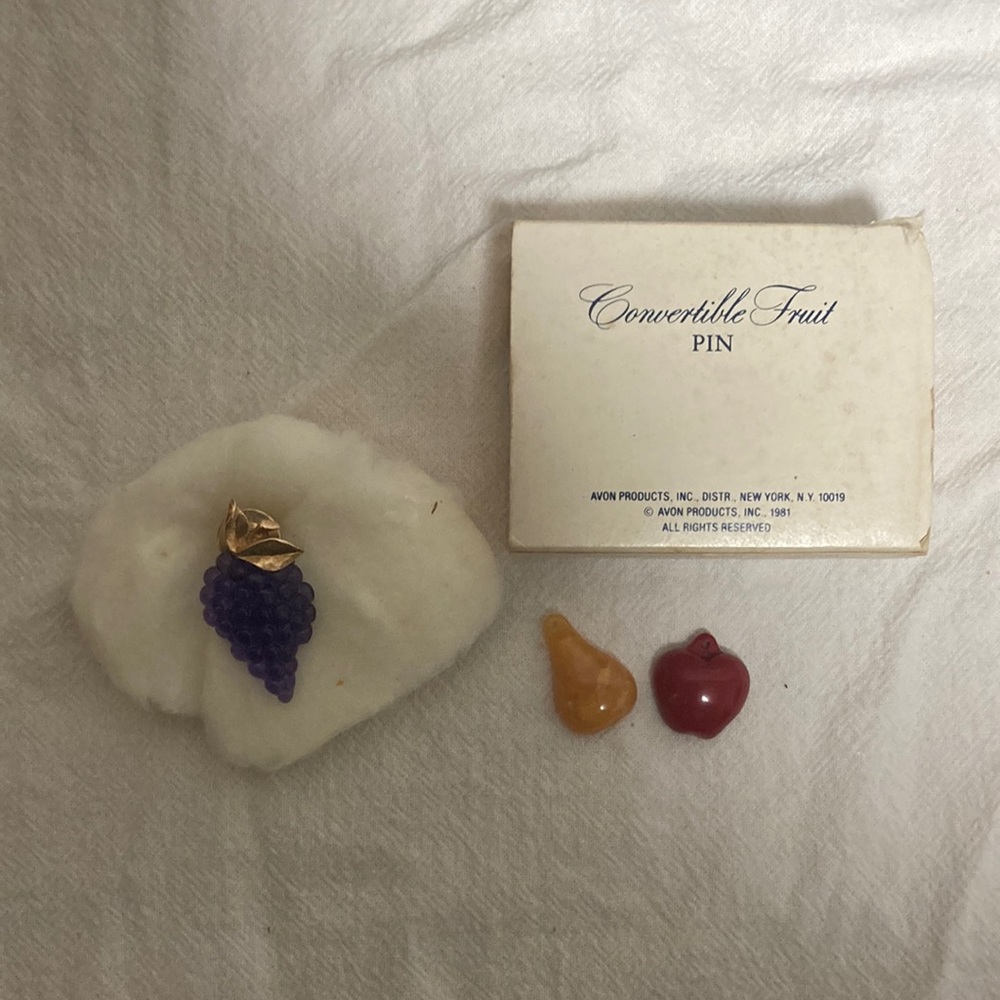 Vintage Fashion Jewelry By Avon Convertible Fruit Pin 1981